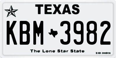 TX license plate KBM3982