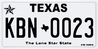 TX license plate KBN0023