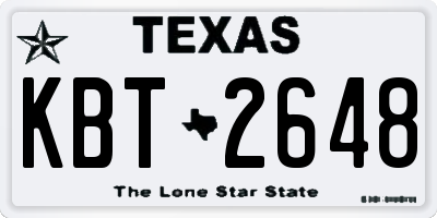 TX license plate KBT2648
