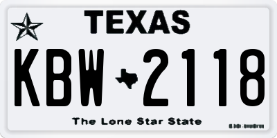 TX license plate KBW2118