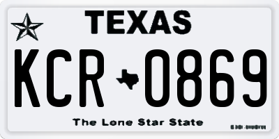 TX license plate KCR0869