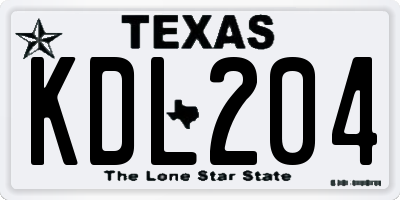 TX license plate KDL204