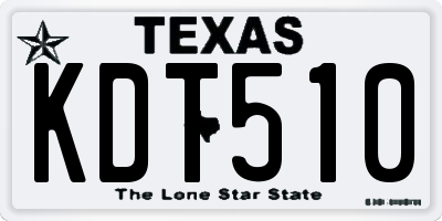 TX license plate KDT510