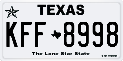 TX license plate KFF8998