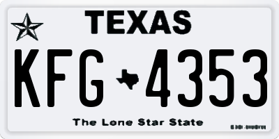 TX license plate KFG4353