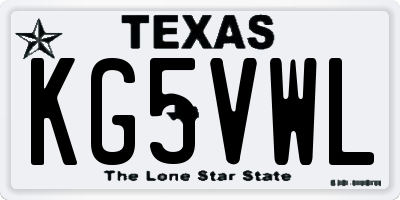 TX license plate KG5VWL