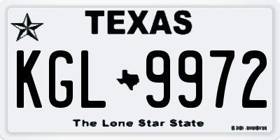 TX license plate KGL9972