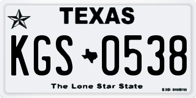 TX license plate KGS0538