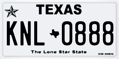 TX license plate KNL0888