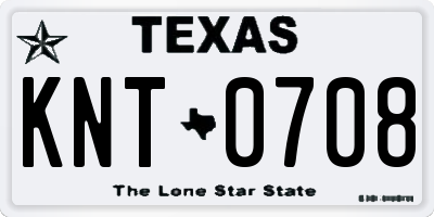 TX license plate KNT0708