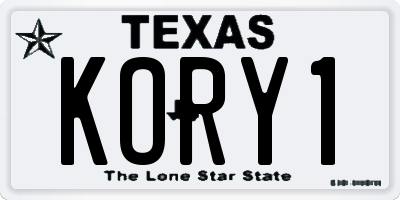 TX license plate KORY1