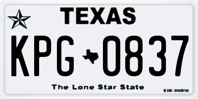 TX license plate KPG0837