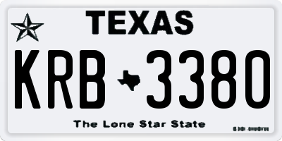 TX license plate KRB3380