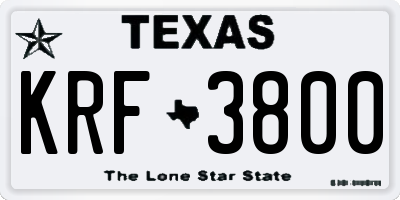 TX license plate KRF3800
