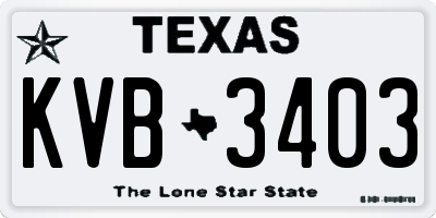 TX license plate KVB3403