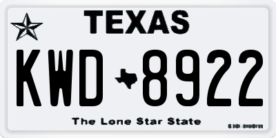 TX license plate KWD8922