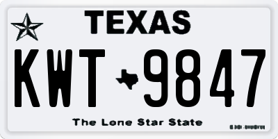 TX license plate KWT9847