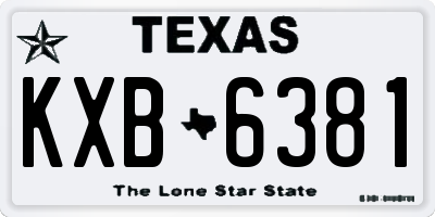 TX license plate KXB6381