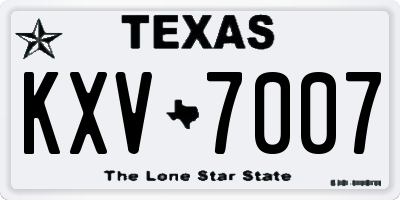 TX license plate KXV7007