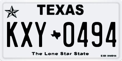 TX license plate KXY0494