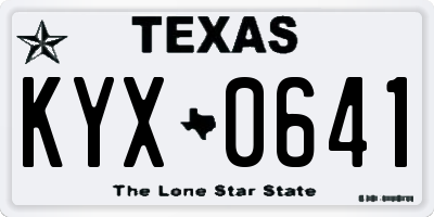 TX license plate KYX0641