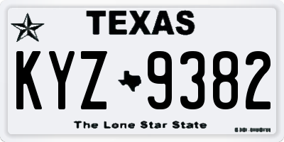 TX license plate KYZ9382