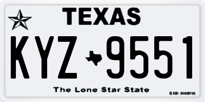 TX license plate KYZ9551