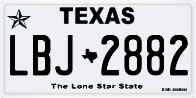 TX license plate LBJ2882