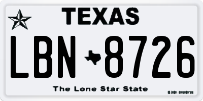 TX license plate LBN8726