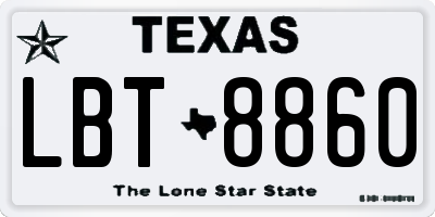 TX license plate LBT8860