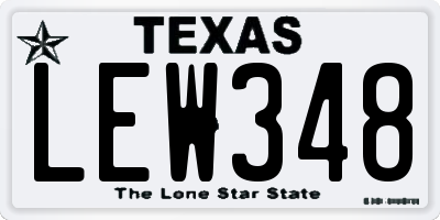 TX license plate LEW348