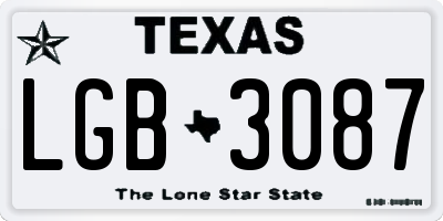 TX license plate LGB3087