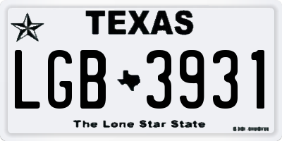 TX license plate LGB3931