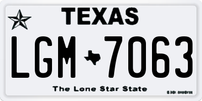 TX license plate LGM7063