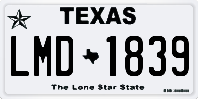 TX license plate LMD1839