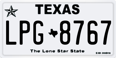 TX license plate LPG8767