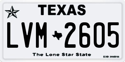 TX license plate LVM2605