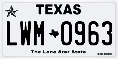 TX license plate LWM0963