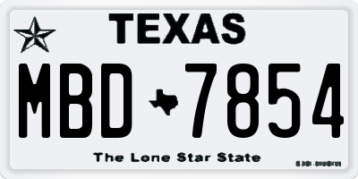 TX license plate MBD7854