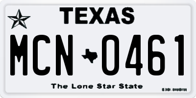 TX license plate MCN0461