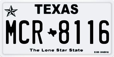 TX license plate MCR8116