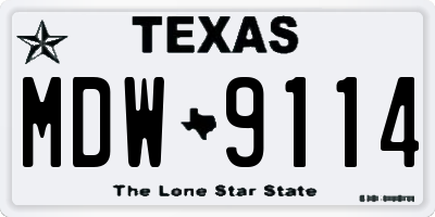 TX license plate MDW9114