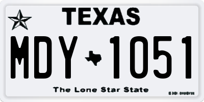 TX license plate MDY1051