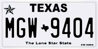 TX license plate MGW9404