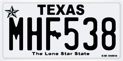 TX license plate MHF538