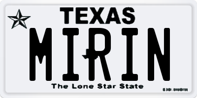 TX license plate MIRIN