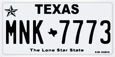 TX license plate MNK7773