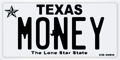 TX license plate MONEY