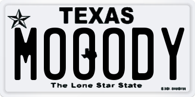 TX license plate MOOODY