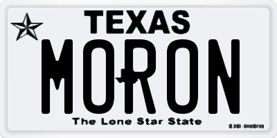 TX license plate MORON